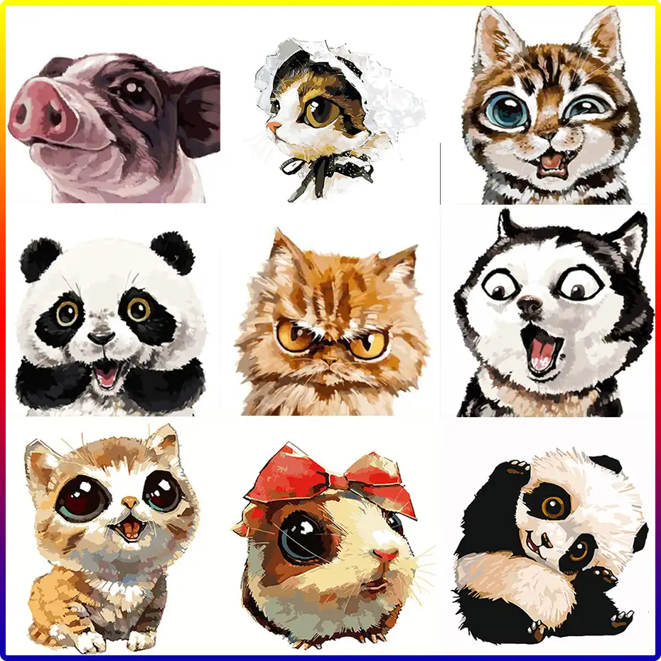Amtmbs Diy数字キットによる動物アートオイル塗料手作り愉快なリビングルームの装飾写真の子供のギフト 絵画 書道 Aliexpress