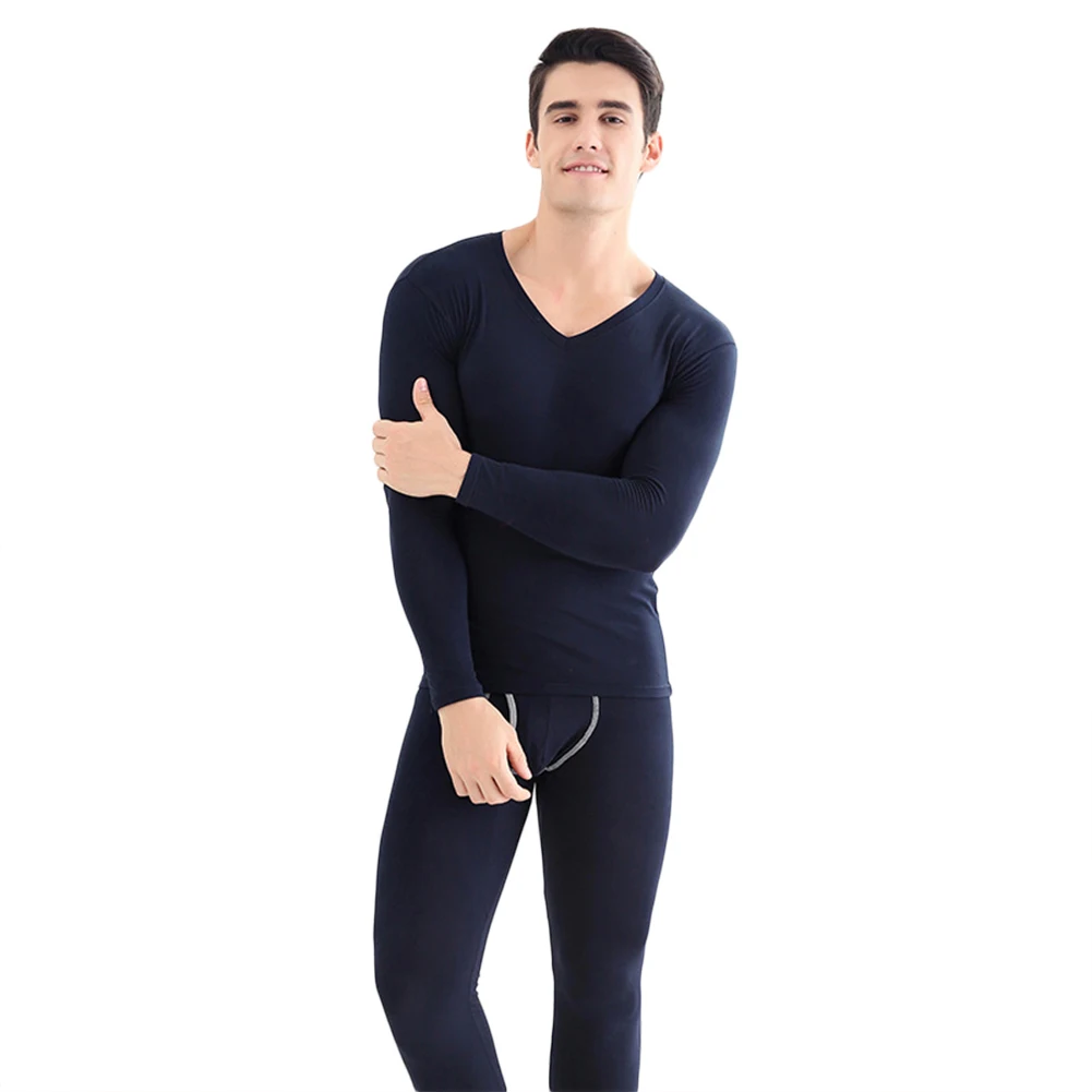 Navy Blue Men Бесшовное эластичное термобелье для женщин и мужчин, зимняя теплая одежда FS99 - Цвет: Navy Blue Men