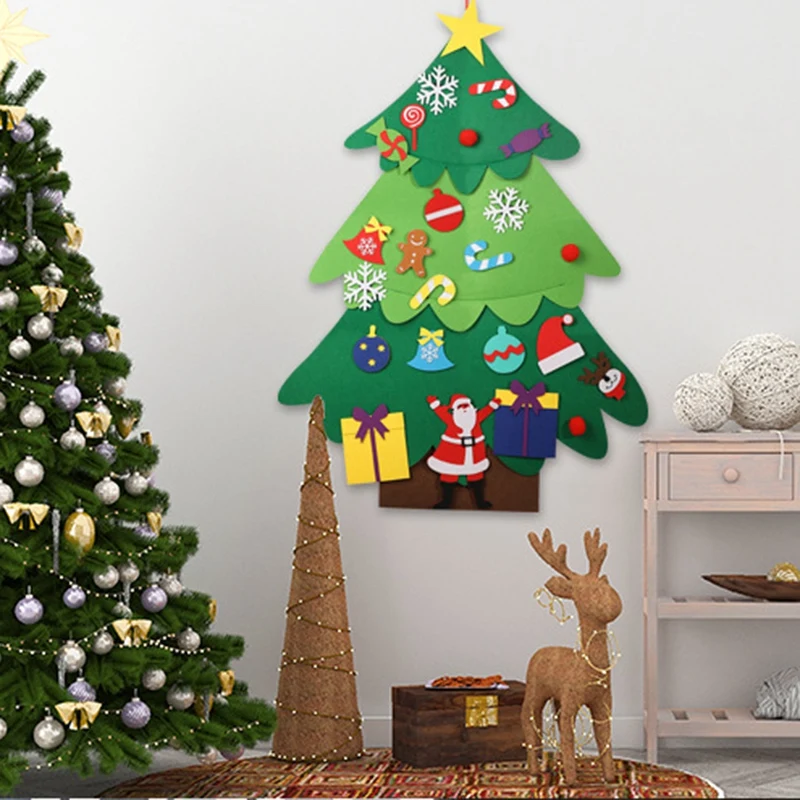 New-2Pcs DIY войлочные украшения для рождественской елки, Набор детских новогодних подарков, рождественские подарки, домашние настенные подвесные украшения для рождественской елки