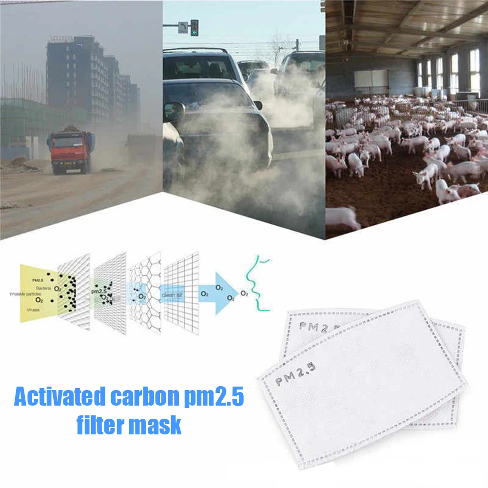 

10pcs 5 Layers PM2.5 Activated Carbon Filter Dustproof Face Mouth Masks Care Filter mask replacement gasket for KN95/KF94/FFP2