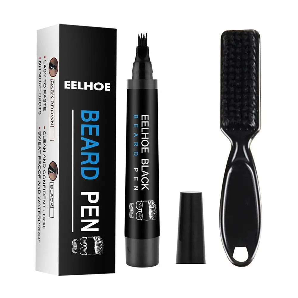 

Beard Filling Pen Brush Kit Filler Waterproof Enhancer Shaping Moustache Tools Black Brown Long-lasting Beard Coloring Paint Set