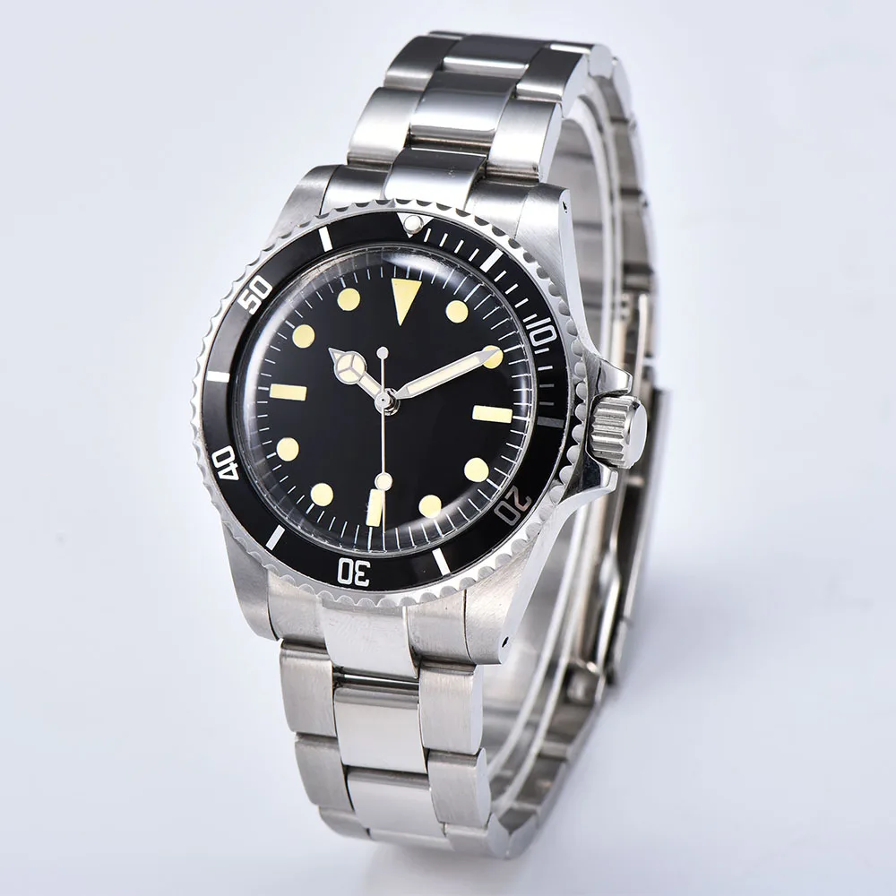 

Watch Men Automatic Mechanical 39.5mm black Sterile Dial black Aluminum Sheet Bezel Retro Luminous watch