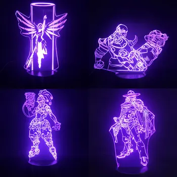 

OW Lucio Jesse Mccree Action Figure 3d Light LED Visual Decorative Night Light for Children OW 3D Desk Lamp Luminous Xmas