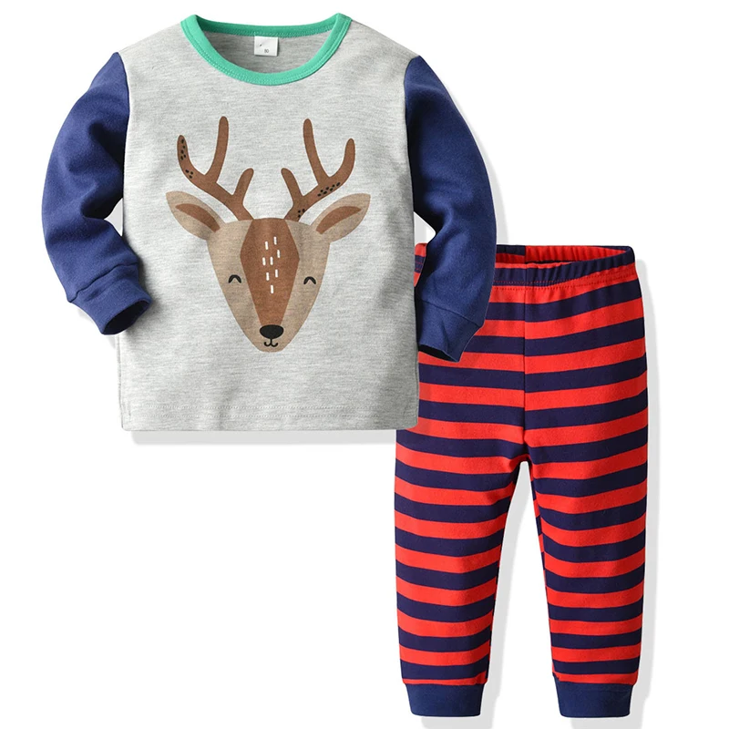 

Christmas Toddler Baby Boys Girl Clothes Sets 2PCS Long Sleeve Cartoon Sweatshirt Tops+Stripe Pants Outfit