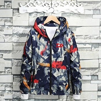 New Men Women Camouflage Fishing Clothing Outdoor Sports Fishing Cycling Hiking Clothes Full Zipper Outfit Couple Jacket Coat - Цвет: Navy blue