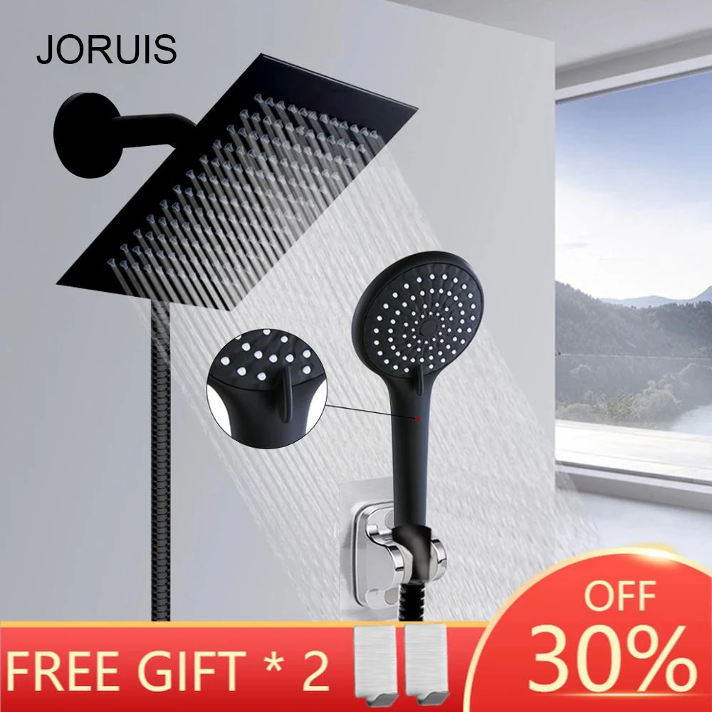 JOURIS Dush Shower Head Set Black Holder for Bathroom Rain Douche