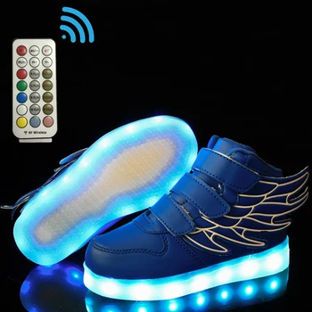 

Size 25-37 RF Control Luminous Shoes Children Wear-resisant Glowing Casual Shoes Girl Led Light Sneakers Boys Non-slip Sneakers