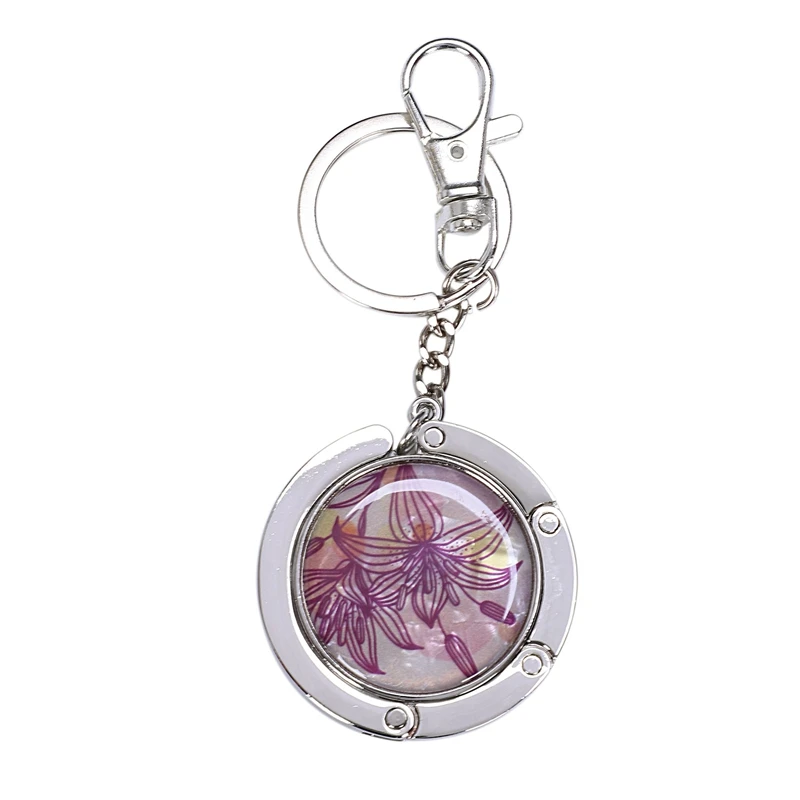 

Keychain / Folding handbag hook bag hook door table Zinc alloy hook lily purple