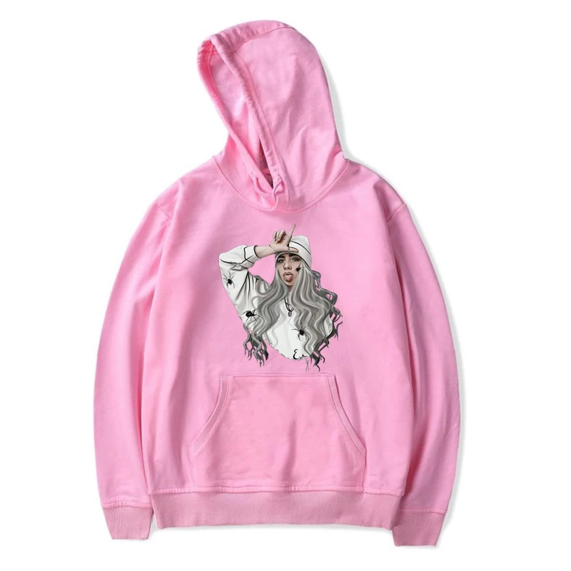 Harajuku личность Billie Eilish Забавный принт пара Повседневная круглый вырез Толстовка Мужская свободная толстовка хип хоп пальто уличная одежда