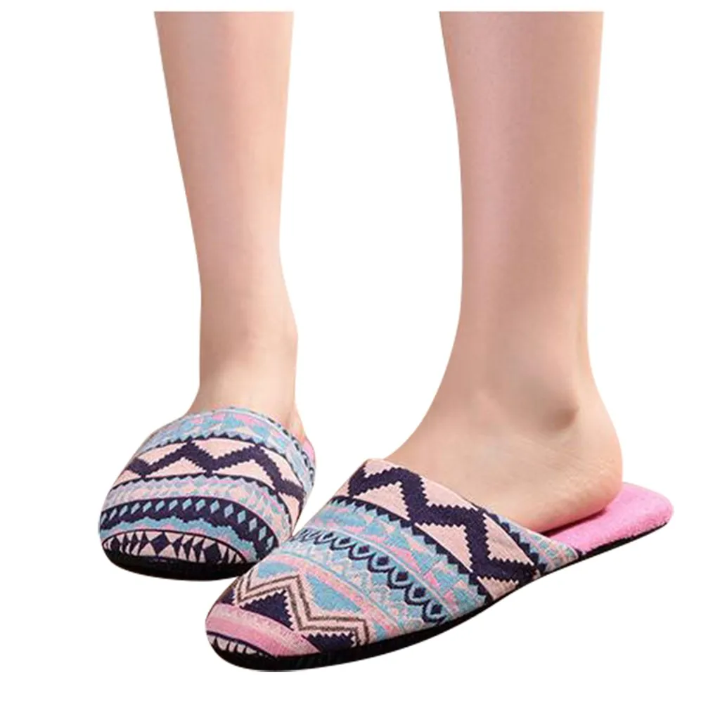 Bohemia Style Women's Home Slippers Winter Soft Plush Casual Floor Shoes Female Warm Fur Indoors House Slipper Ethnic Slides