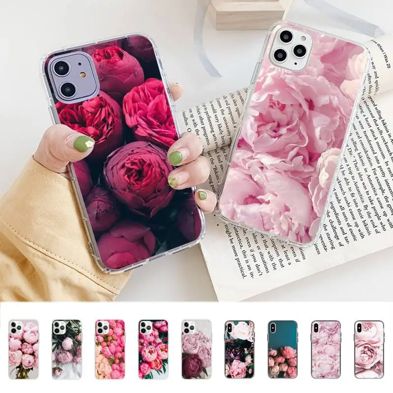 Elegant Pink Purple Peony Flower On the Vase Phone Case for iphone 13 8 7 6 6S Plus X 5S SE 2020 XR 11 12 pro XS MAX