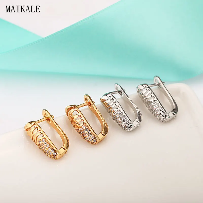 MAIKALE, трендовые серьги-гвоздики для женщин, циркониевые серьги, геометрические серьги с вырезами на клипсах, корейские модные ювелирные изделия