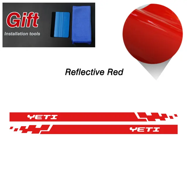 Racing Sport Car Styling Hood Engine Cover Decal Body Graphics Vinyl Side Stripes Skirt Sticker for Skoda Yeti Tuning Accessorie Side-Red