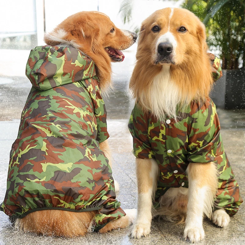 Chubasquero de camuflaje para perro grande, ropa impermeable para perro, chaqueta, Samoyed Husky Labrador Golden Retriever|Impermeables para perro| - AliExpress