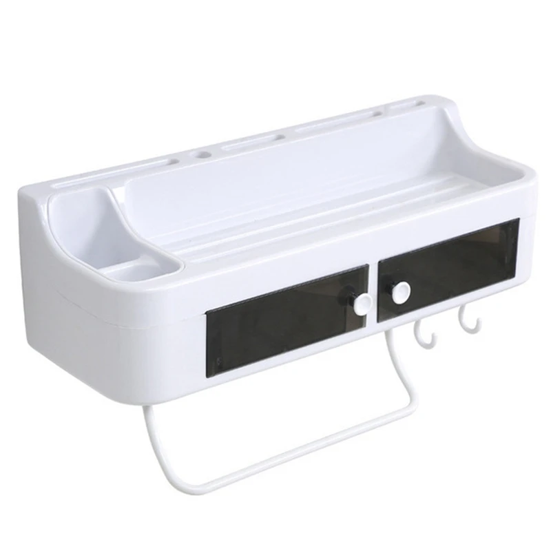 Multifunction Kitchen Sauce Bottle Storage Rack Towel Holder Rack Wall Cutlery Chopsticks Spoon Organizer Hanging Shelf With Hoo