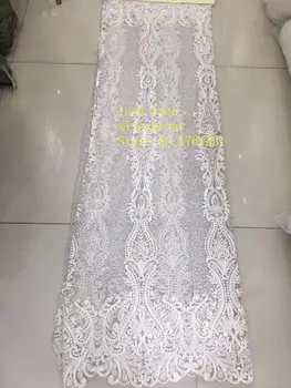 

5yards/bag White embroidery sequins DIY beads euramerican style luxury fabrics used in the design of wedding dress FH31#