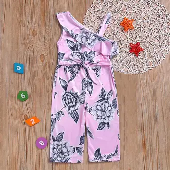 

PatPat One Shoulder Floral Jumpsuit Allover Print Ruffle Details Summer Cotton Party Baby Girl Romper
