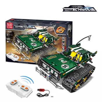 

2.4G APP Controlled RC Tracked Racer High Speed Shock Absorption Building Block Caterpillar Vehicle For Children Gift-Green Blue