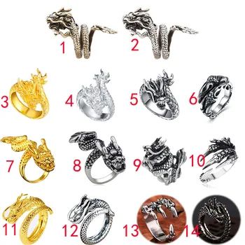 

Vintage Dragon Open Rings Men's Retro Personality Index Finger Domineering Ring for Boys Student