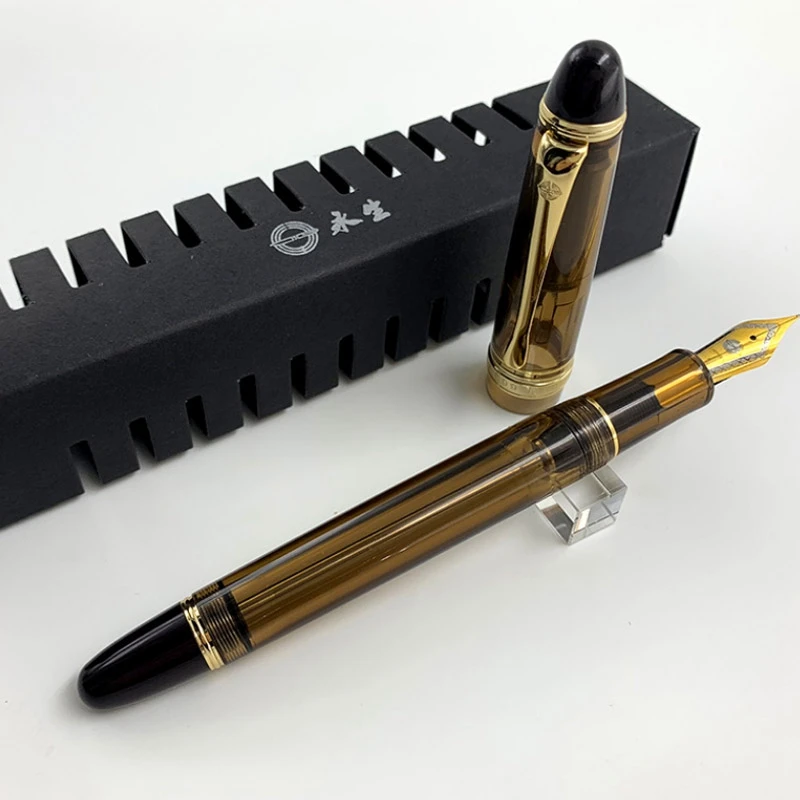Перьевая ручка WingSung 699 коричневый прозрачный вакуумный наполнитель из нержавеющей стали перьевая ручка тонкий наконечник+ коробка для ручек подарок Офисные принадлежности