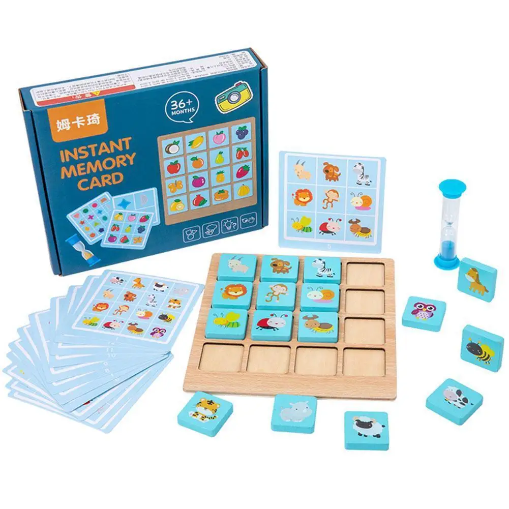 Kids Photographic Memory Game Puzzle Board Game Wooden Memory