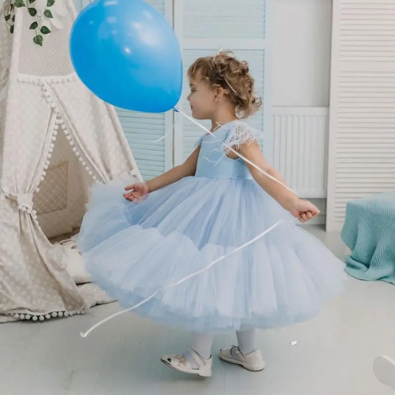 Kids Dress For Girls Net Yarn Fashion Wedding Flower Puffty Dresses 12Months - 6Years Sweet Princess Birthday Party Gown | Детская