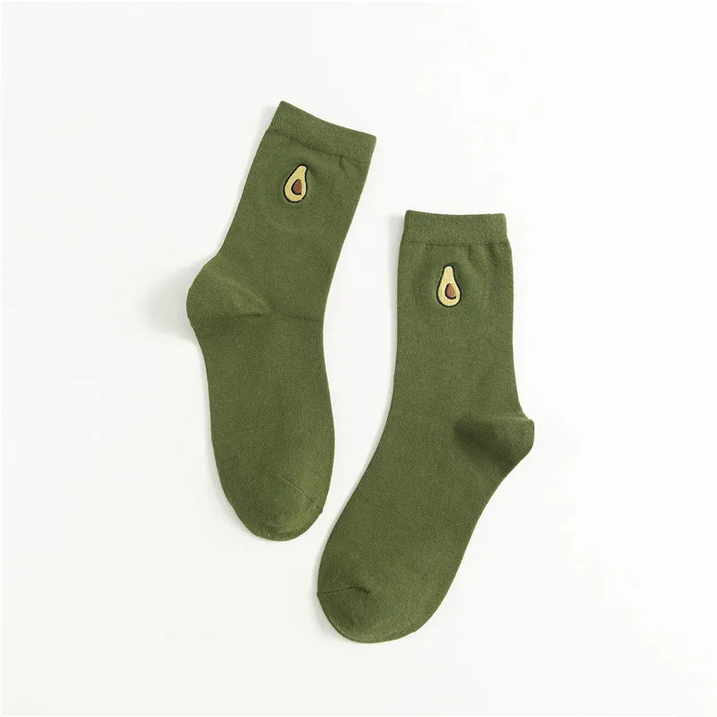 2 Embroidery Avocado INS/забавные носки с изображением банана в стиле унисекс в стиле Харадзюку, модные хлопковые хипстерские носки с изображением счастливых фруктов - Цвет: 2 Embroidery Avocado
