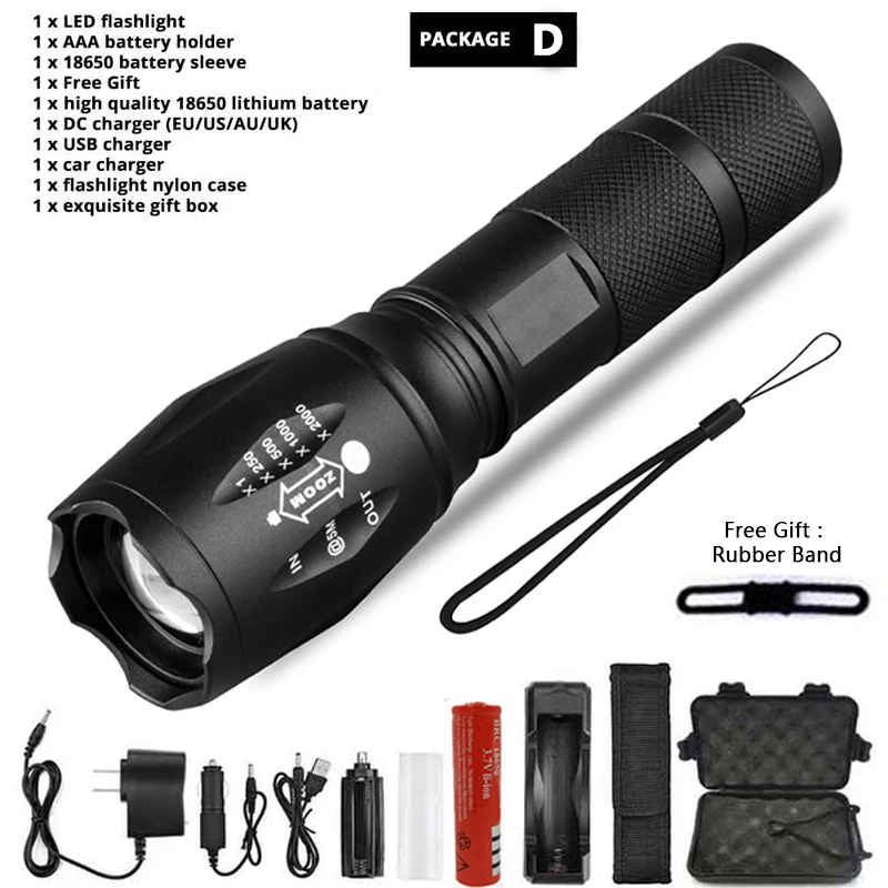 Z45 Led Flashlight Ultra Bright Waterproof Torch T6/L2/V6 zoomable 5 Modes tactiacl flashlight for hunting use 18650 battery good flashlights Flashlights