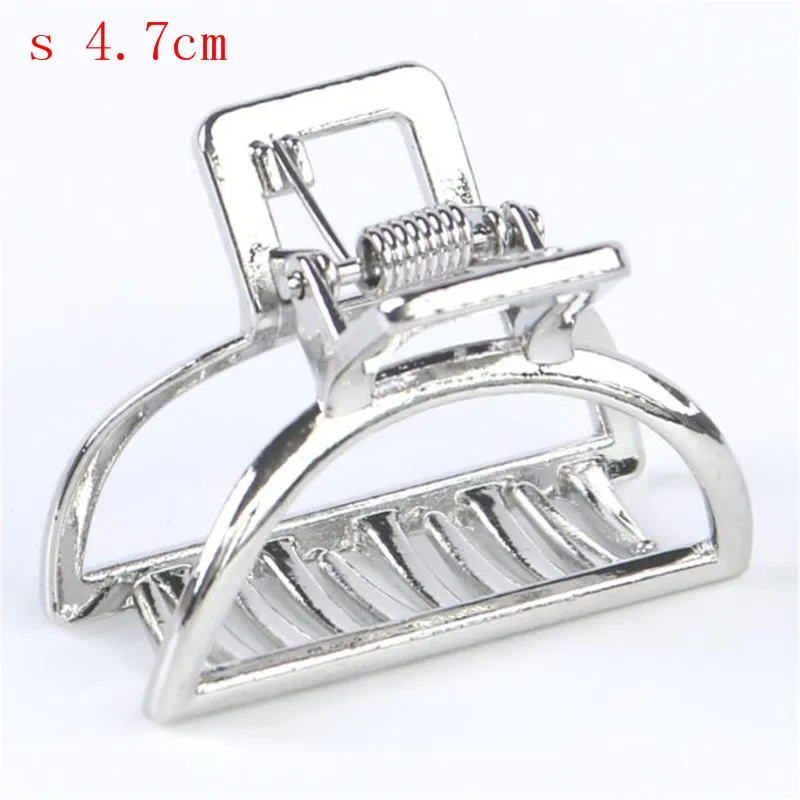 Women Girls Geometric Hair Claw Clamps Hair Crab Moon Shape Hair Clip Claws Solid Color Accessories Hairpin Large/Mini Size - Цвет: A S silver