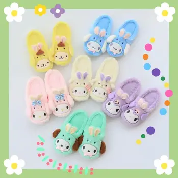 

Hello Kitty My Melody Cinnamoroll PomPomPurin Slippers for Women Winter Cartoon Indoor Comfort Plush Slippers for Girls Gifts