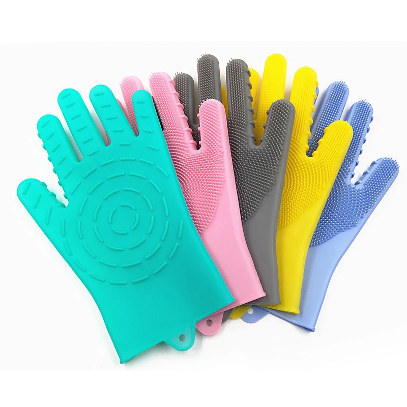 

2Pcs practical Magic Silicone Dish Washing Gloves Latex Gloves Dishwashing Household Tools Cleaning Car Pet Kitchen Accessories