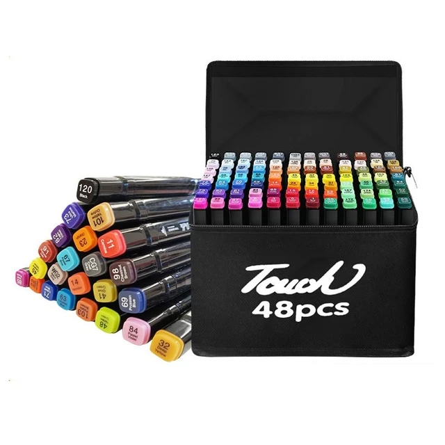 48pcs Color Art Marker Pens Set Dual Side Alcohol Based Watercolor Ink for  Drawing Cartoon Sketch Painting Beginner Student F246 - AliExpress