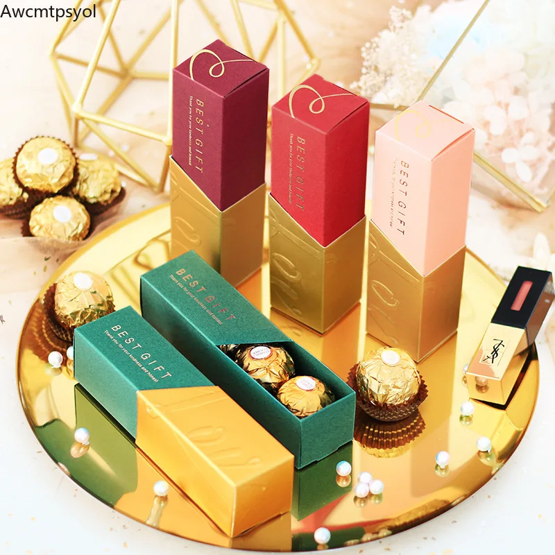 

New Creative Lipstick Candy Box Wedding Favor Gift Box Baby Shower Birthday Party Supplies Decoration Package Gift Bags
