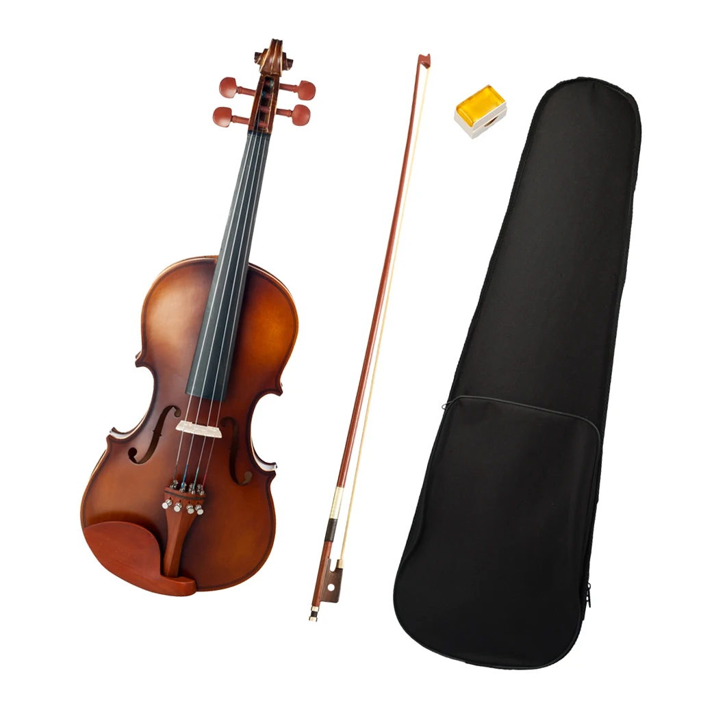 4/4 Size Solid Wood Acoustic Violin Fiddle with Storage Case Bow Rosin for Violinist Violin Players