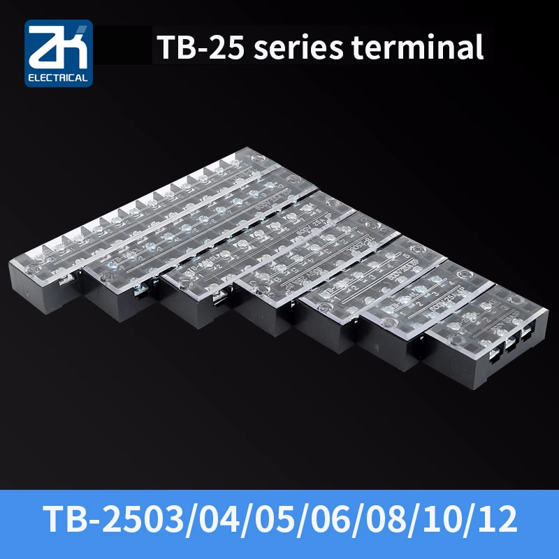 1 шт. двухрядная винтовая Клеммная лента 600 в 25 А TB-2503/TB-2504/TB-2505/TB-2506/TB-2508/TB-2510/TB-2512