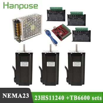 

3-axis kit 23HS11240 4.0A stepper motor 3 PCS driver TB6600 + USB power controller body length 112mm for CNC milling machine