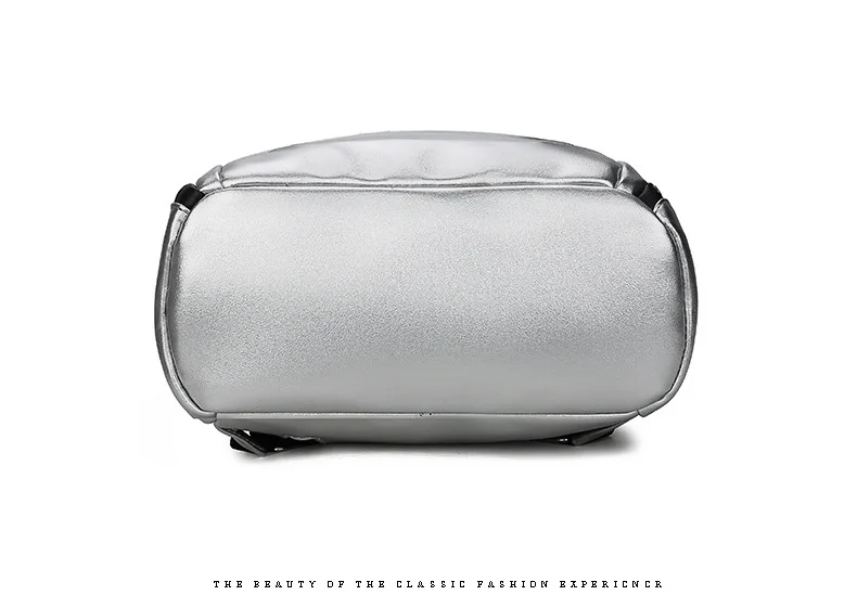 2019 Women Waterproof PU Soft Leather Backpack College Girls School Shoulder Bag Small Black Silver Multi Pocket Travel Rucksack (11)