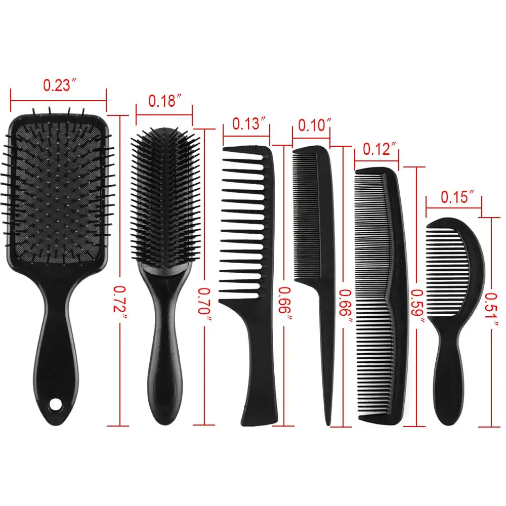 6 шт. расческа для волос гребень набор весло расчесывание кисти щетка для волос и черные расчески для мужчин и женщин влажные, сухие, кудрявые и прямые волосы