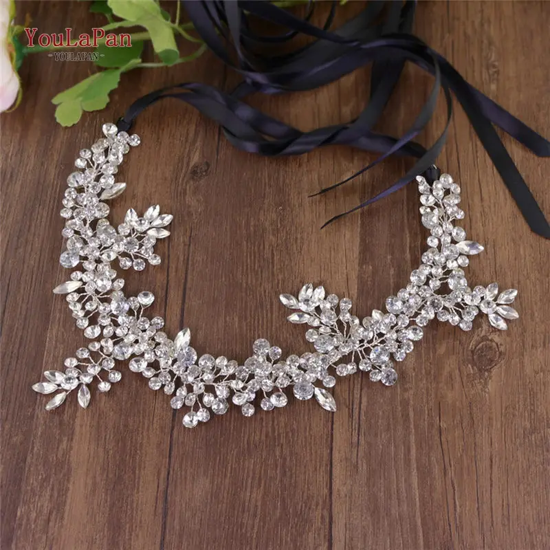 Black ribbon YouLaPan SH266 горный хрусталь для отделки, Аппликации, сатиновые пояса для невесты, стразы, блестящий свадебный пояс - Цвет: Black ribbon