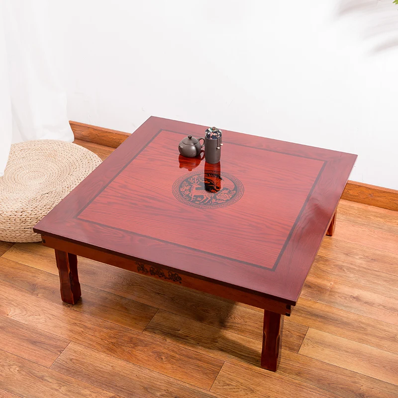 Luxury Antique Home Furniture Desk for Dining Traditional Korean Low Table Square 80X80cm Floor with Folding Legs |
