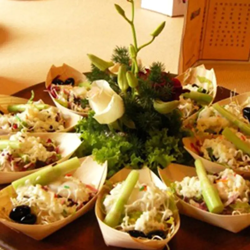 

Disposable Wooden Food Boats Compostable Serving Trays Plates for Snacks Nibbles X4YD4