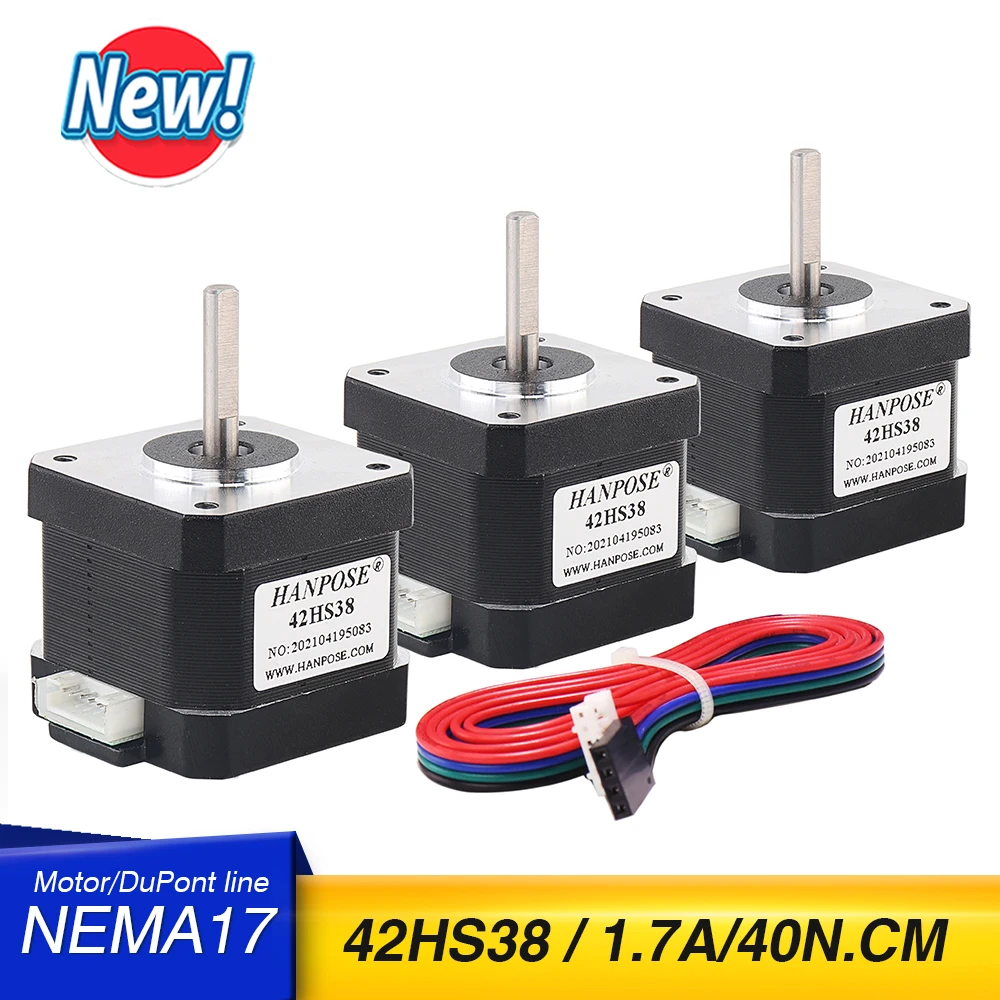 

3PCS 42 motor Nema17 motor 1.8degree 38MM 40N.CM 1.5A 42HS38 motor 4-lead Nema17 Stepper Motor for cnc 3D printer