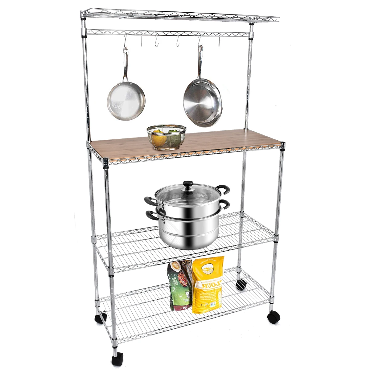

Kitchen Wrought Iron Cabinet Dree Punching Microwave Oven Racks Floor Multi-layer Rack Storage Rack