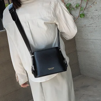 

Vintage Women Bucket Bags High Quality PU Leather Ladies Broadband Shoulder Shoulder Bag Simple Casual Messenger Bag Women Bag