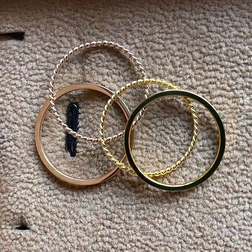 ZMZY 2PCS Band Gold Silver Color Wedding Couple Rings Set Stainless Steel Rings Women Twisted Stacking Jewelry for Girls - Image 5