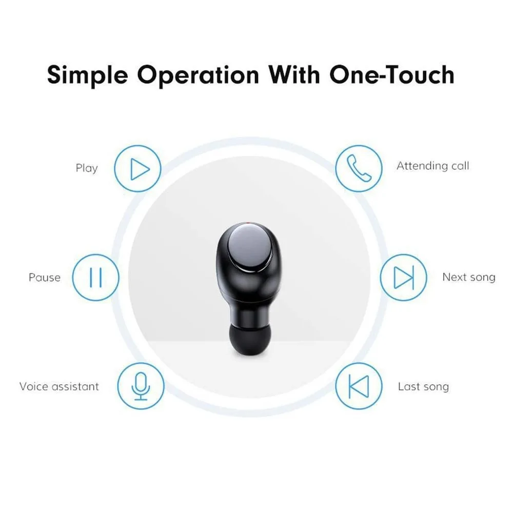 TWS Fingerprint Touch Bluetooth Earphones HD Stereo Wireless Earbuds Noise Cancelling Gaming Headset Bluetooth Earbuds