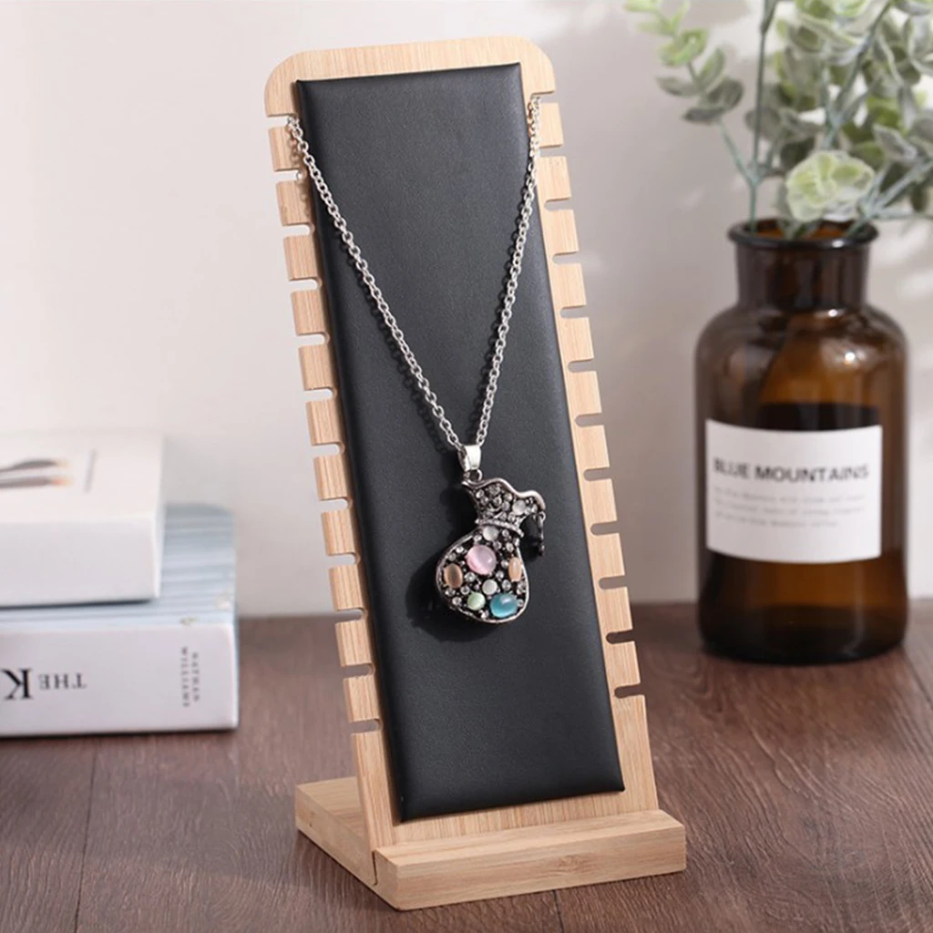 

Solid Bamboo Wood Jewelry Display Stand Necklace Showcase Holder Pendant, Long Chain Handing Organizer (Necklace Board)