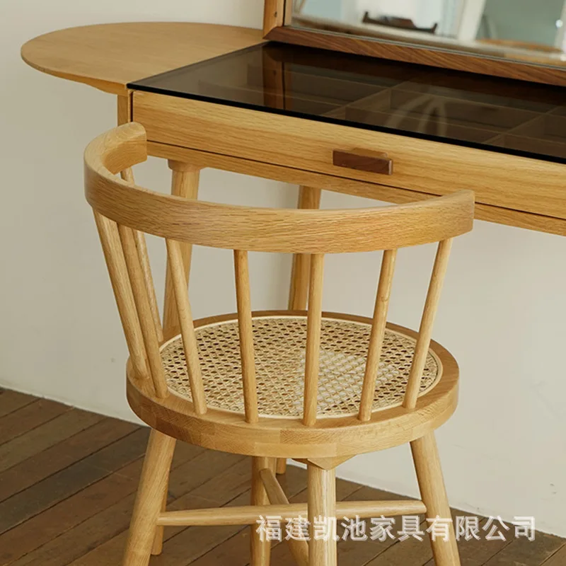 Ins Solid Wood Dining Chair Vintage Windsor Chair Net Red Back Vintage Furniture Home Stay Rattan