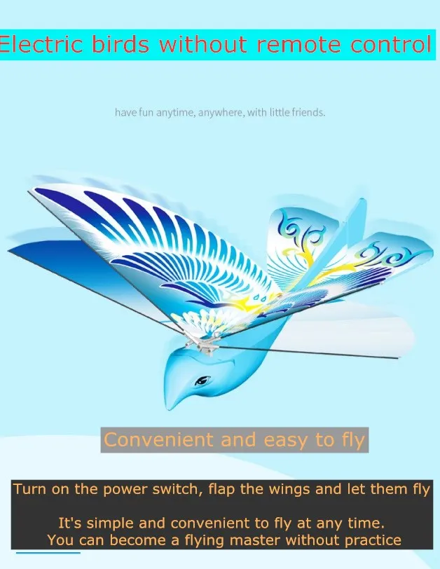 Высокое качество Ebird самостоятельное возвращение муха электронная летающая птица без пульта дистанционного управления детские игрушки хлопающие крылья е-птица Рождественский подарок
