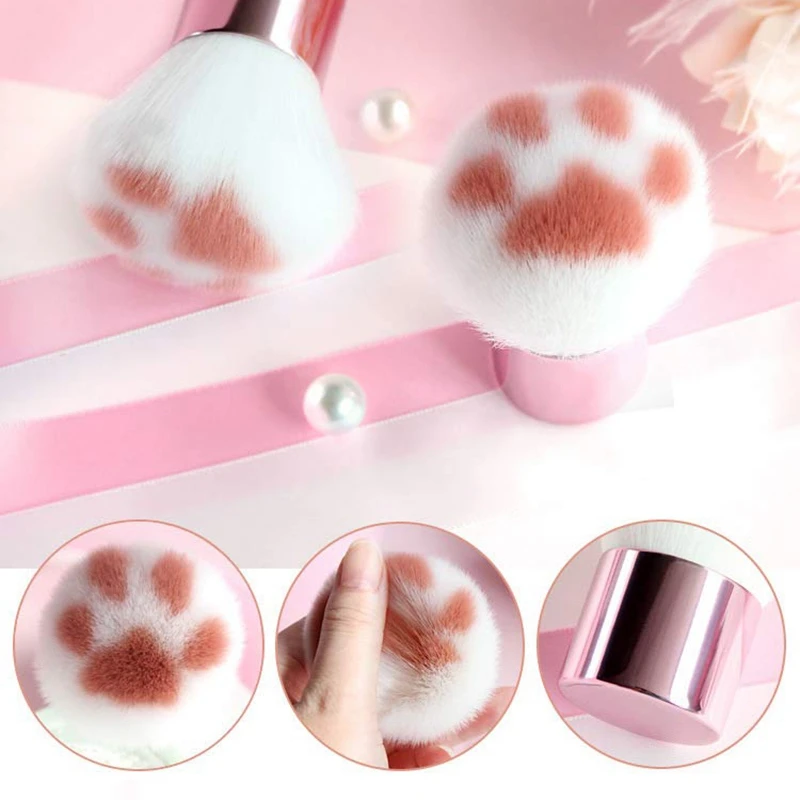 HTHL-2Pcs популярный набор кистей для макияжа кота, косметические кисти для основы, кисть для румян, кисть для консилера, кисть для контура, пудра Bru
